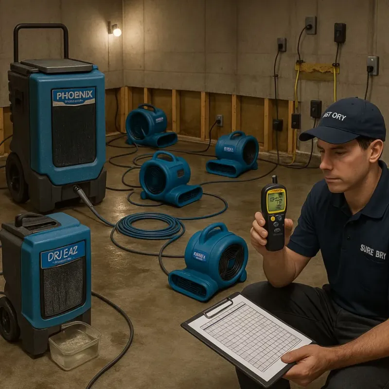Structural Drying and Dehumidification process in Brielle, NJ